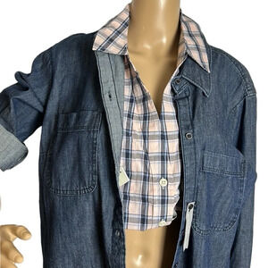 LEE  NWT sleeveless plaid shirt L & XL Boxy ,button front,festival,country vibe